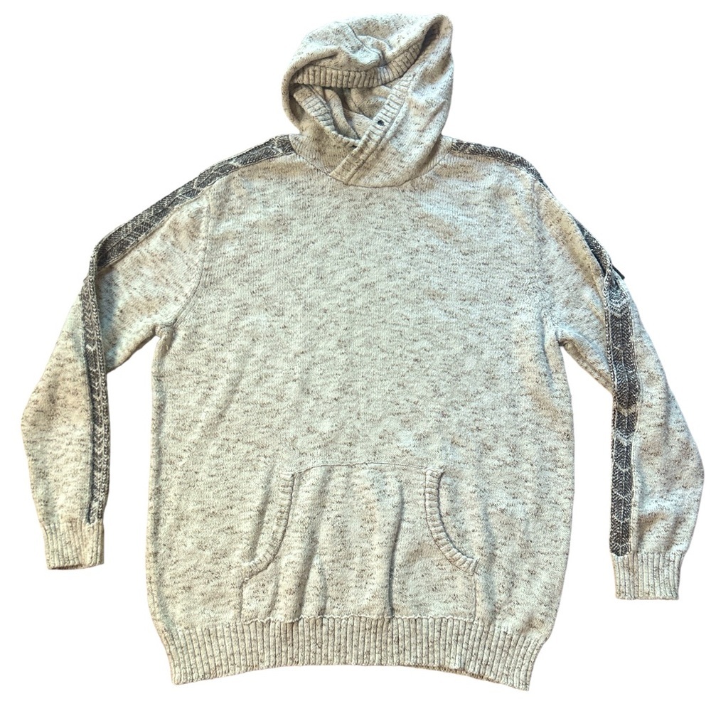 Commerce Men's Long Sleeve Hooded Beige Sweater with Pockets Size 3XL